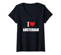 Femme J'adore Les Week-Ends Entre enterrements de Vie de garçon et de Jeune Fille à Amsterdam, en Hollande T-Shirt avec Col en V