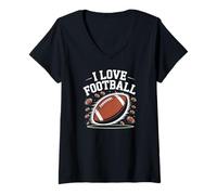 Femme J'adore l'esprit d'équipe des passionnés de football T-Shirt avec Col en V