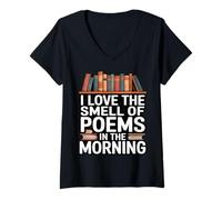 Femme J'adore l'odeur des poèmes Le Matin T-Shirt avec Col en V