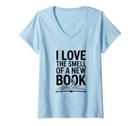 Femme J'adore l'odeur d'un Nouveau Livre T-Shirt avec Col en V