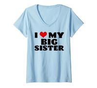 Femme J'adore ma Grande sœur - Cœurs rigolos - Famille - Frères T-Shirt avec Col en V