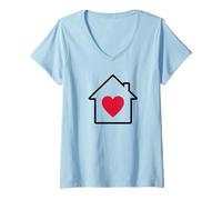 Femme J'adore ma Maison T-Shirt avec Col en V