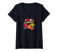 Femme J'adore mon Le Creusets T-Shirt avec Col en V