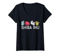Femme J'adore Mon Shiba Inu T-Shirt avec Col en V