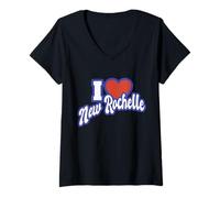 Femme J'adore New Rochelle New York T-Shirt avec Col en V