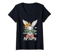 Femme J'adore quand tu m'appelles Big Hoppa Bunny Crown pour le jour de Pâques T-Shirt avec Col en V