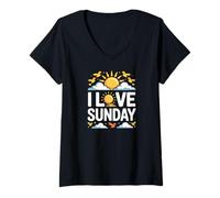Femme J'adore Sunday Sunshine Vibes T-Shirt avec Col en V