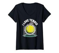 Femme J'adore Tennis Passion Court Fun T-Shirt avec Col en V