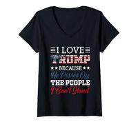 Femme J'adore Trump Parce qu'il énerve Les Gens Que Je ne supporte Pas T-Shirt avec Col en V