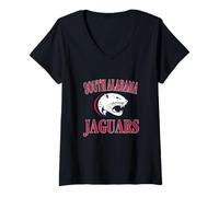 Femme Jaguars du sud de l'Alabama | Produit Officiel de la NCAA | NAFPSAL T-Shirt avec Col en V