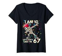 Femme J'Ai 10 Ans, 10e Anniversaire, 67 Ans, Fête comme si J'avais 6 Ans, 7 garçons et Enfants T-Shirt avec Col en V