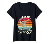 Femme J'Ai 10 Ans, 10e Anniversaire, 67 Ans, Fête comme si J'avais 6 Ans, 7 garçons et Enfants T-Shirt avec Col en V