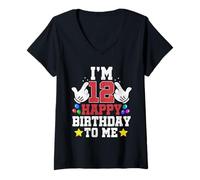 Femme J'Ai 12 Ans, Joyeux Anniversaire, drôle, 12e Anniversaire, Boy Bday T-Shirt avec Col en V