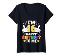 Femme J'Ai 16 Ans Joyeux Anniversaire à Moi, 16e Anniversaire Amusant T-Shirt avec Col en V