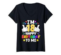 Femme J'Ai 18 Ans Joyeux Anniversaire à Moi 18e Anniversaire Amusant T-Shirt avec Col en V