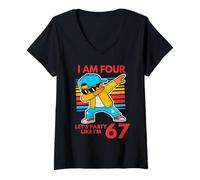Femme J'Ai 4 Ans, 4e Anniversaire, 67 Ans, Fête comme si J'avais 6 Ans, 7 garçons et Enfants T-Shirt avec Col en V
