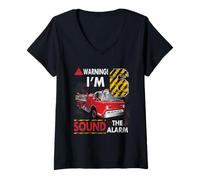 Femme J'ai 6 ans, Sound The Alarm, pompier, 6e anniversaire T-Shirt avec Col en V