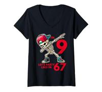 Femme J'Ai 9 Ans, 9e Anniversaire, 67 Ans, Fête comme si J'avais 6 Ans, 7 garçons et Enfants T-Shirt avec Col en V