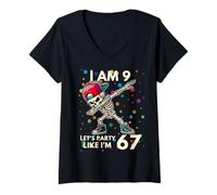 Femme J'Ai 9 Ans, 9e Anniversaire, 67 Ans, Fête comme si J'avais 6 Ans, 7 garçons et Enfants T-Shirt avec Col en V