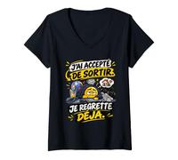 Femme J'Ai Accepté De Sortir Je Regrette Déjà Humour Introverti T-Shirt avec Col en V