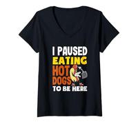 Femme J'ai arrêté de manger des hot dogs pour être ici, amateur de hot dogs T-Shirt avec Col en V