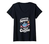 Femme J'Ai Besoin de l'espace... et de Mon Exploration Spatiale du café T-Shirt avec Col en V