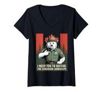 Femme J'Ai Besoin de Vous pour défendre Le Paysage Canadien T-Shirt avec Col en V