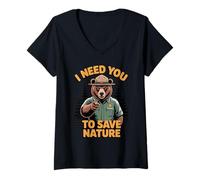 Femme J'Ai Besoin de Vous pour sauver la Nature Protecteurs de la T-Shirt avec Col en V