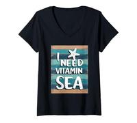 Femme J'Ai Besoin d'un Dicton Amusant de Vacances à la Plage et à la mer T-Shirt avec Col en V
