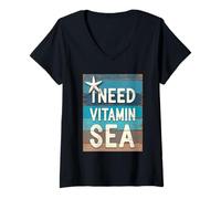 Femme J'Ai Besoin d'un Dicton Amusant de Vacances à la Plage et à la mer T-Shirt avec Col en V