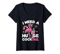 Femme J'Ai Besoin d'un énorme Cocktail à Boire pour Une fête de Flamants Roses T-Shirt avec Col en V