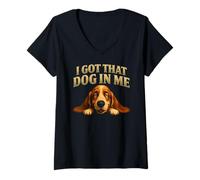 Femme J'Ai ce Chien en Moi - Funny Basset Hound T-Shirt avec Col en V