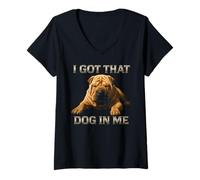Femme J'Ai ce Chien en Moi - Funny Shar Pei T-Shirt avec Col en V