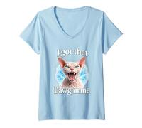 Femme J'Ai ce Dawg en Moi Chemise de Chat drôle Chat Sphynx en T-Shirt avec Col en V