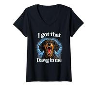 Femme J'Ai ce Dawg en Moi Chemise de Teckel en colère T-Shirt avec Col en V