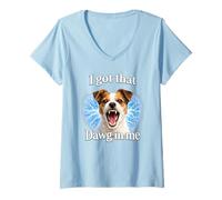 Femme J'Ai ce mec en Moi Chemise Jack Russell Terrier en colère T-Shirt avec Col en V