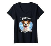 Femme J'Ai ce mec en Moi Chemise Jack Russell Terrier en colère T-Shirt avec Col en V