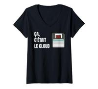 Femme J'ai Cet Âge-Là, Disquette, Années 90, Humour, Cloud T-Shirt avec Col en V