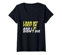 Femme J'Ai Couru Mon Premier 5 Km Et Je Ne suis Pas Mort T-Shirt avec Col en V