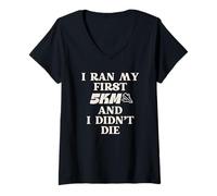 Femme J'Ai Couru Mon Premier 5 Km Et Je Ne suis Pas Mort T-Shirt avec Col en V
