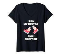 Femme J'Ai Couru Mon Premier 5 Km Et Je Ne suis Pas Mort T-Shirt avec Col en V