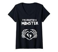 Femme J'Ai créé Un Monstre - Halloween Grossesse Attend bébé T-Shirt avec Col en V