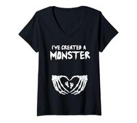 Femme J'Ai créé Un Monstre - Halloween Grossesse Attend bébé T-Shirt avec Col en V