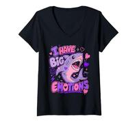 Femme J'Ai de Grandes émotions Funny Shark T-Shirt avec Col en V