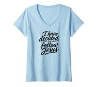 Femme J'Ai décidé de Suivre la Foi chrétienne de Jésus T-Shirt avec Col en V
