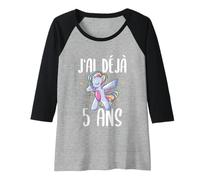 Femme J'Ai Déjà 5 Ans Joli Cadeau De Licorne pour 5e Anniversaire Manche Raglan