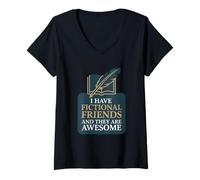 Femme J'Ai des Amis fictifs et Ils sont géniaux T-Shirt avec Col en V