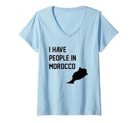 Femme J'Ai des Gens au Maroc T-Shirt avec Col en V