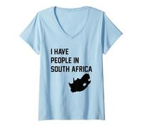 Femme J'Ai des Gens en Afrique du Sud T-Shirt avec Col en V