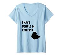 Femme J'Ai des Gens en Éthiopie T-Shirt avec Col en V